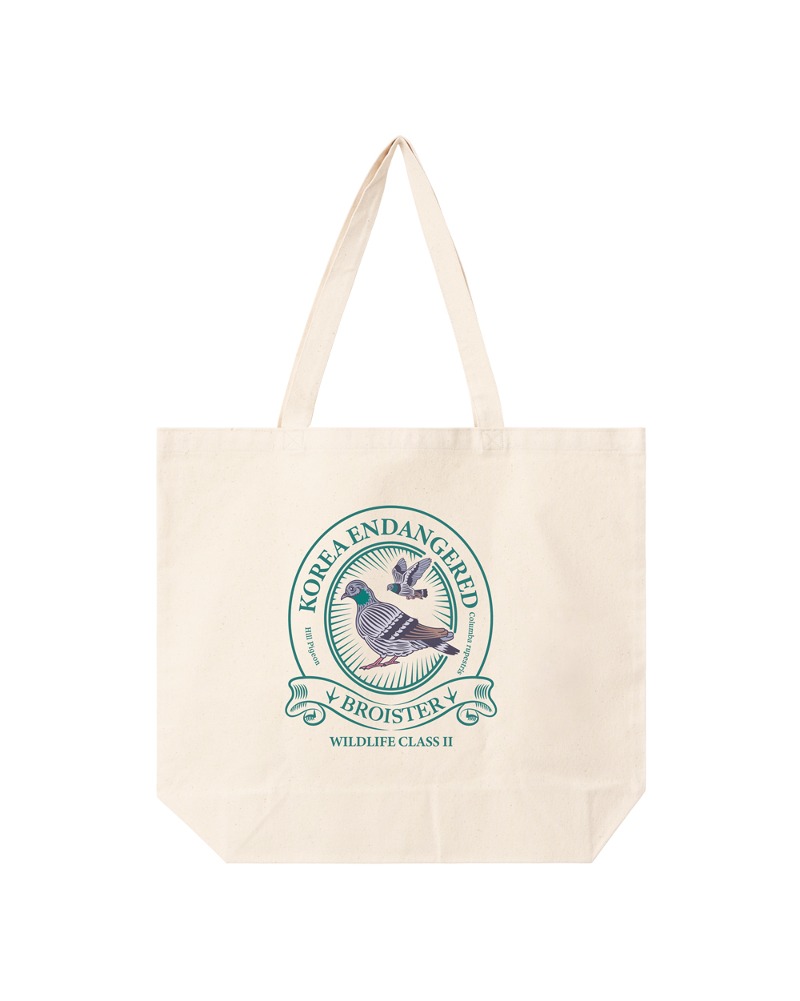 브로이스터 멸종위기동물 낭비둘기 그래픽 에코백 마운틴 쇼퍼백 캔버스 토트백 숄더백 에크루 - 일상을 여행으로
