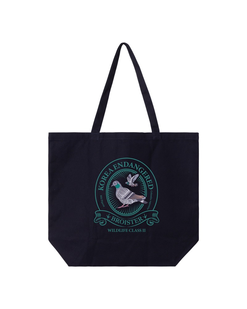 브로이스터 멸종위기동물 낭비둘기 그래픽 에코백 마운틴 쇼퍼백 캔버스 토트백 숄더백 네이비 - 일상을 여행으로